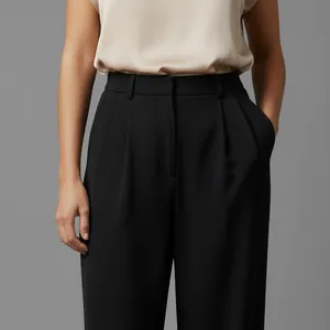 Detalle de nuestra imagen IA: Pantalón ancho negro de pinzas